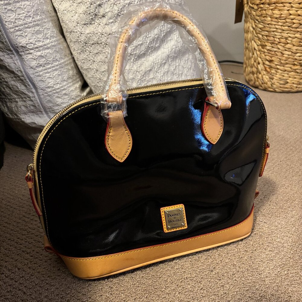 Dooney & Bourke Zip Zip Satchel - Black patent leather